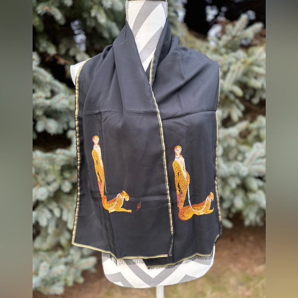 Vintage Erte letter L silk scarf